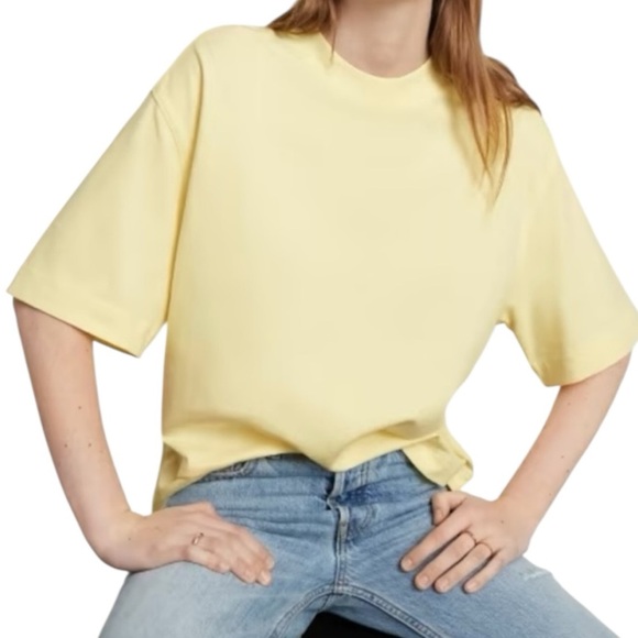 EVERLANE Premium Weight Relaxed Fit Tee Yellow Oversized Short Sleeve T-Shirt M - Picture 8 of 10